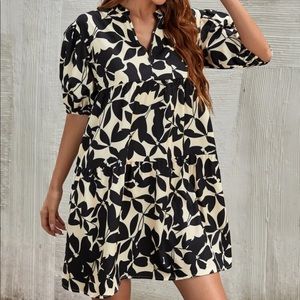 Small Shein Floral Print Puff Sleeve Smock Dress
